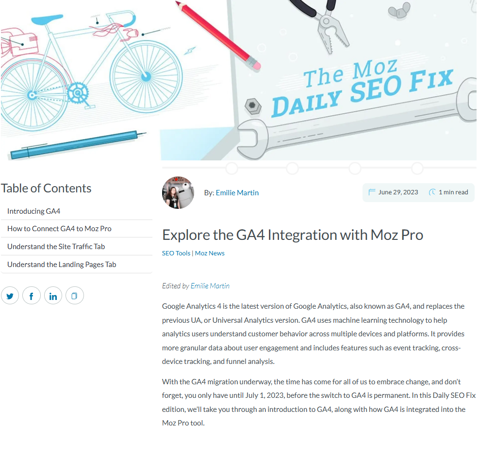 Moz Blog: Daily SEO Fix - Explore the GA4 Integration with Moz Pro