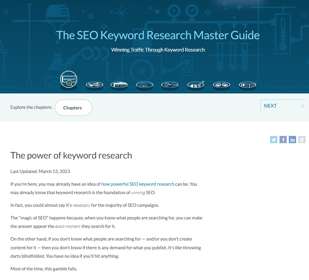 Screenshot of Moz's SEO Keyword Research Master Guide